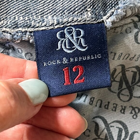 Rock & Republic Kasandra Studded Bootcut Jeans 12M Womens Denim Medium Wash - Picture 9 of 13